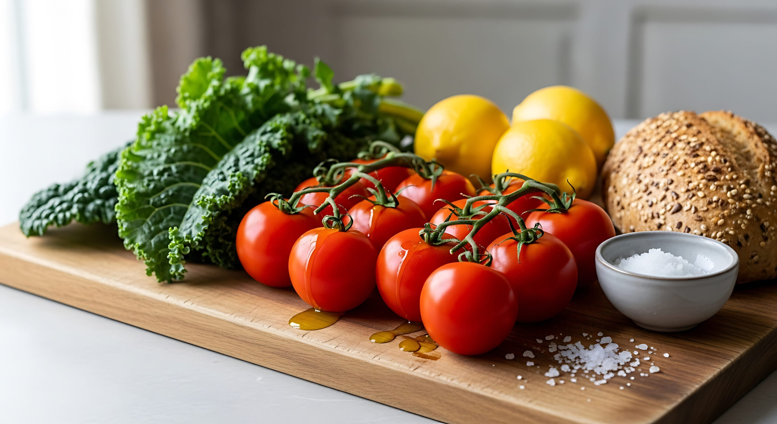 Vegetables on a cutting board. Healthy food, diet and nutrition.