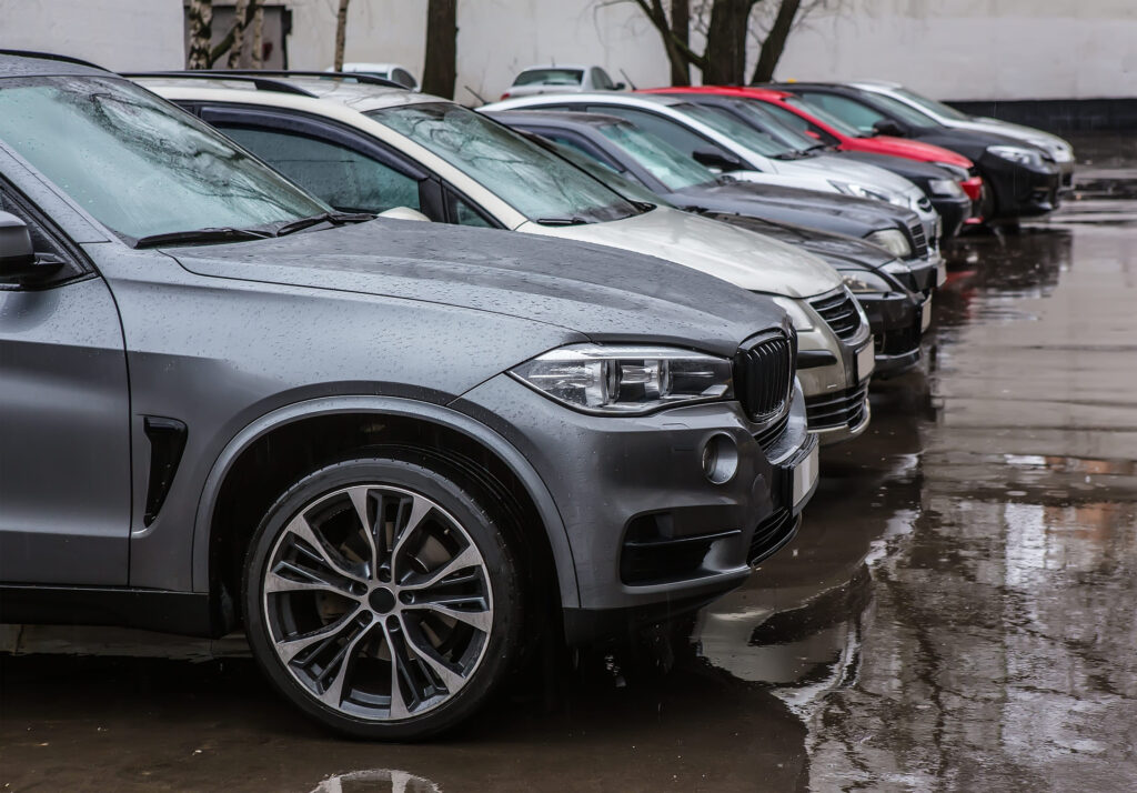 Cars in the City Parking in Rainy weather
