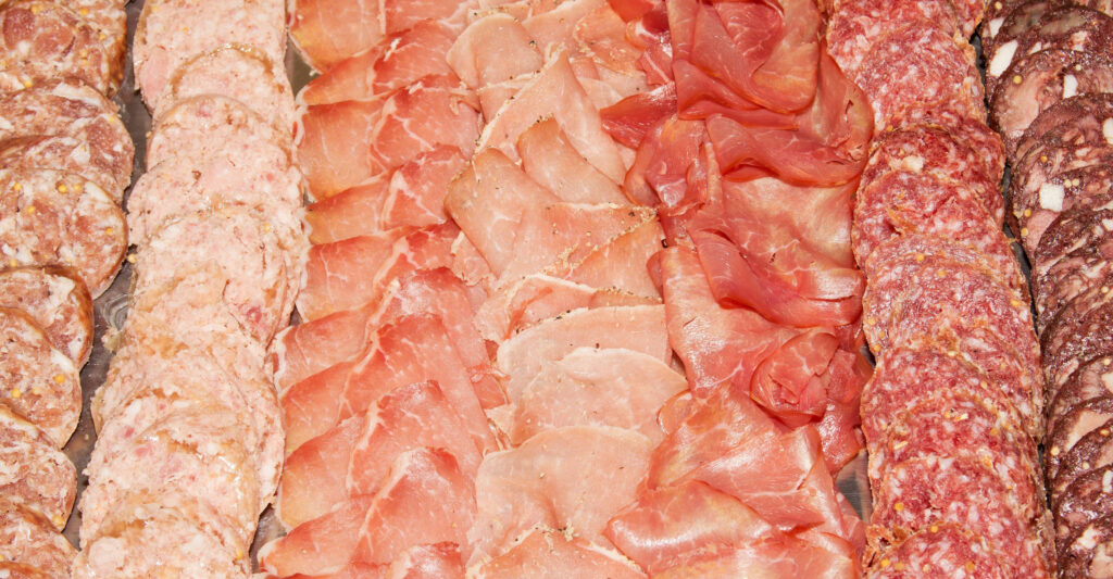 Detail of a plate with assorted cold cuts