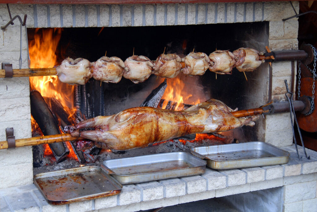 roasted lamb and chicken