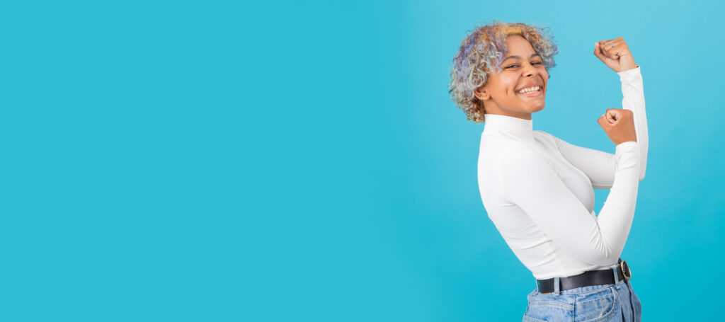 young afro american girl isolated on color background