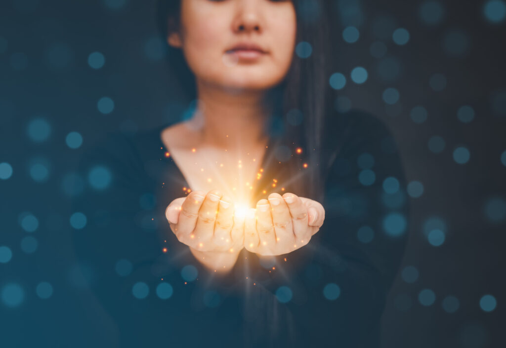 woman praying and worship to GOD Using hands to pray in religious beliefs and worship christian in the church or in general locations in vintage color tone or copy space.