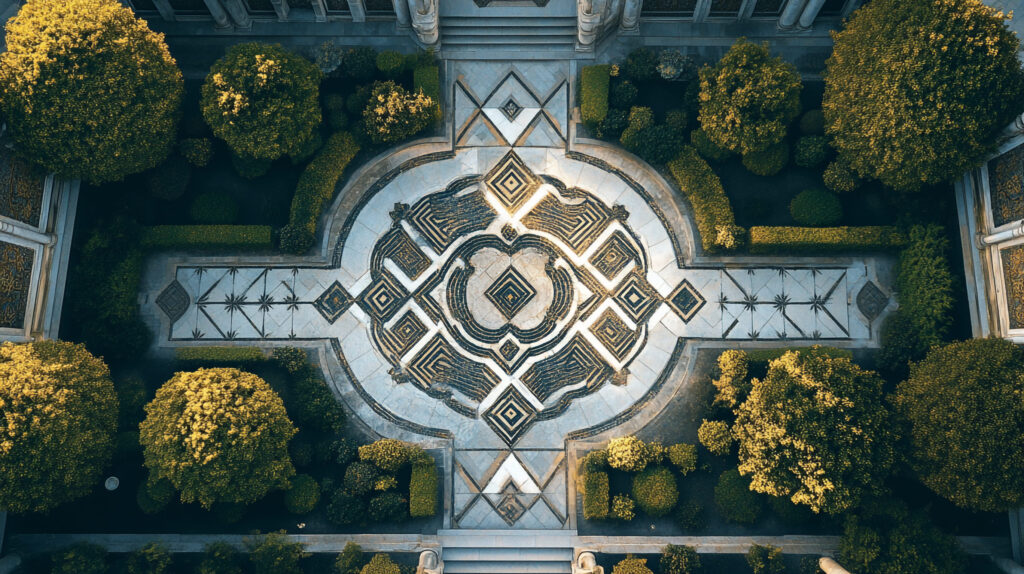 3d rendering of the arabic style pattern in the garden