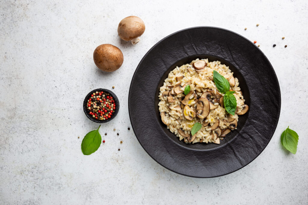 Risotto with mushrooms in a plate