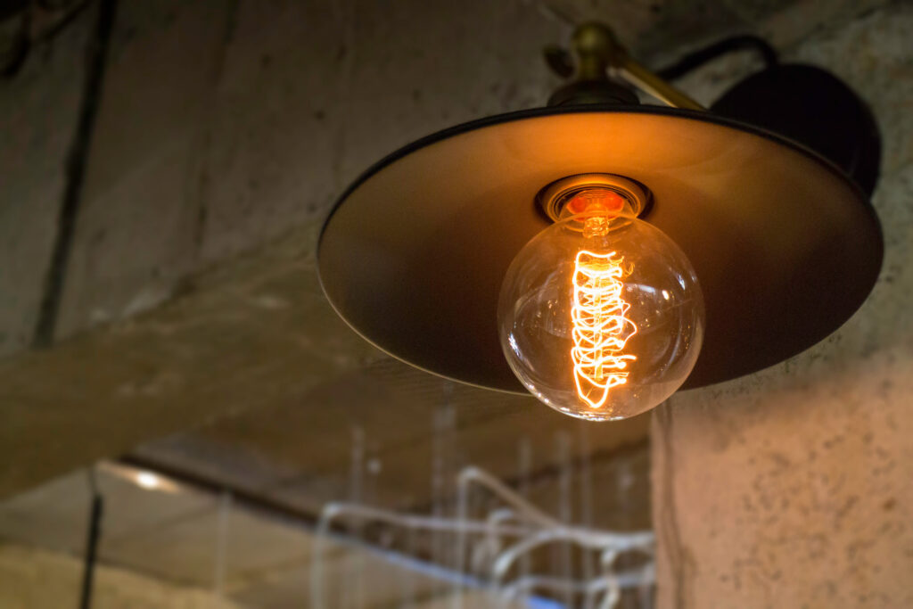 Decorative light bulbs in modern style, stock photo