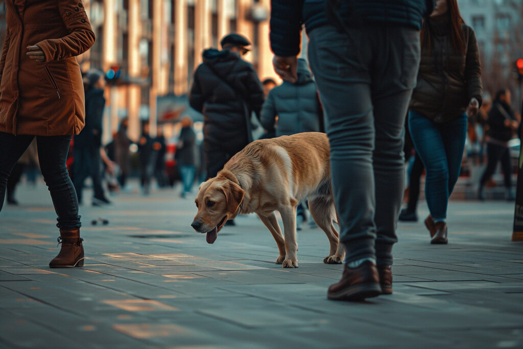 Stop These 8 Pet Owner Habits That Drive Non-Pet Owners Nuts 1 medium vecteezy dog investigating busy city square with pedestrians background 48640186 medium