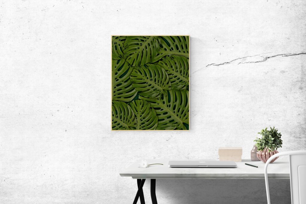 leafed-plant-photo-mounted-on-wall-