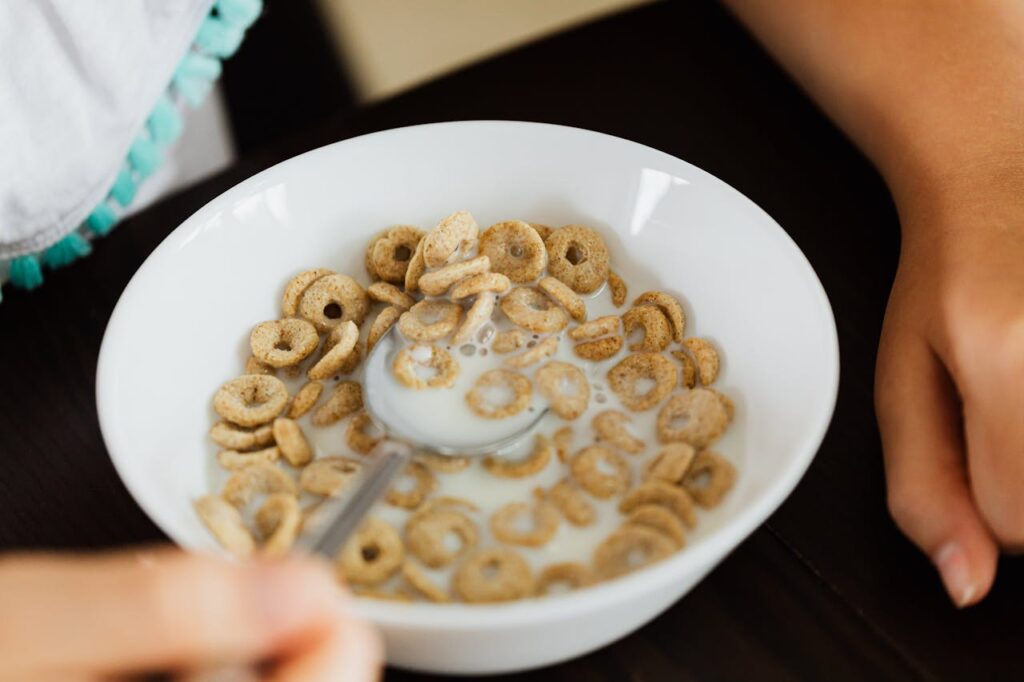 up-shot-of-bowl-with-cereal-and-milk-