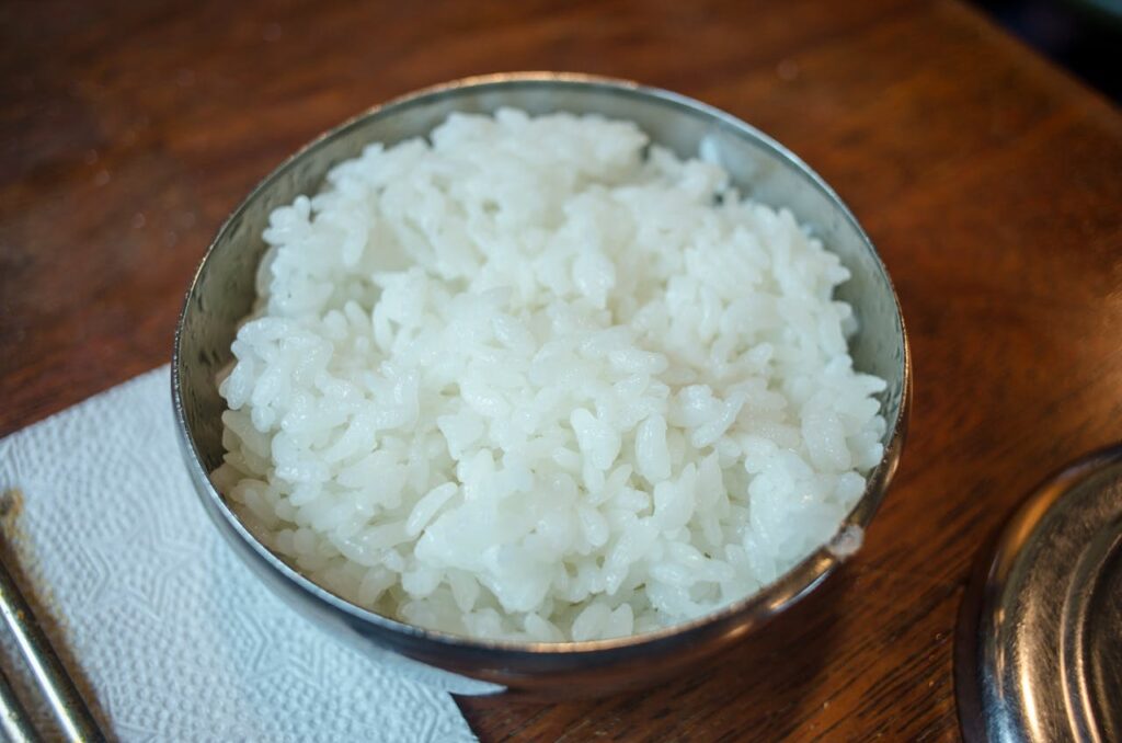 a-white-rice-on-a-stainless-bowl-