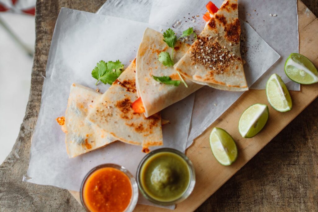 grilled-quesadilla-on-the-wooden-board-