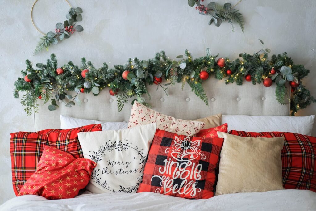 throw-pillows-on-white-bed-