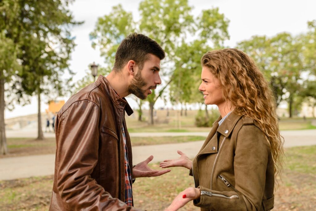 man-and-woman-wearing-brown-leather-jackets