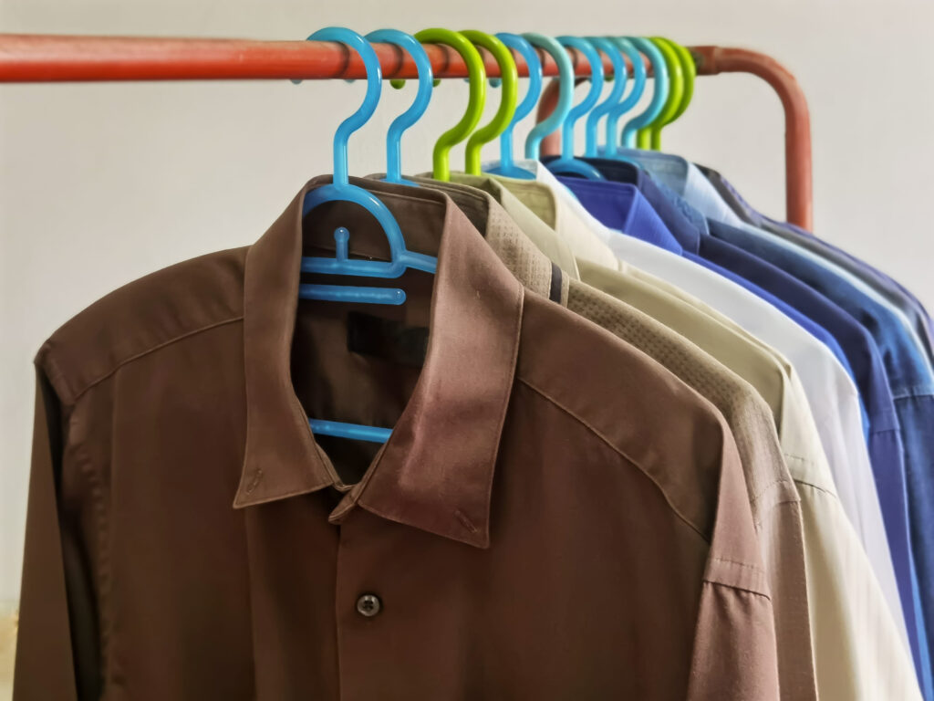 Gentleman's shirt in the fitting room