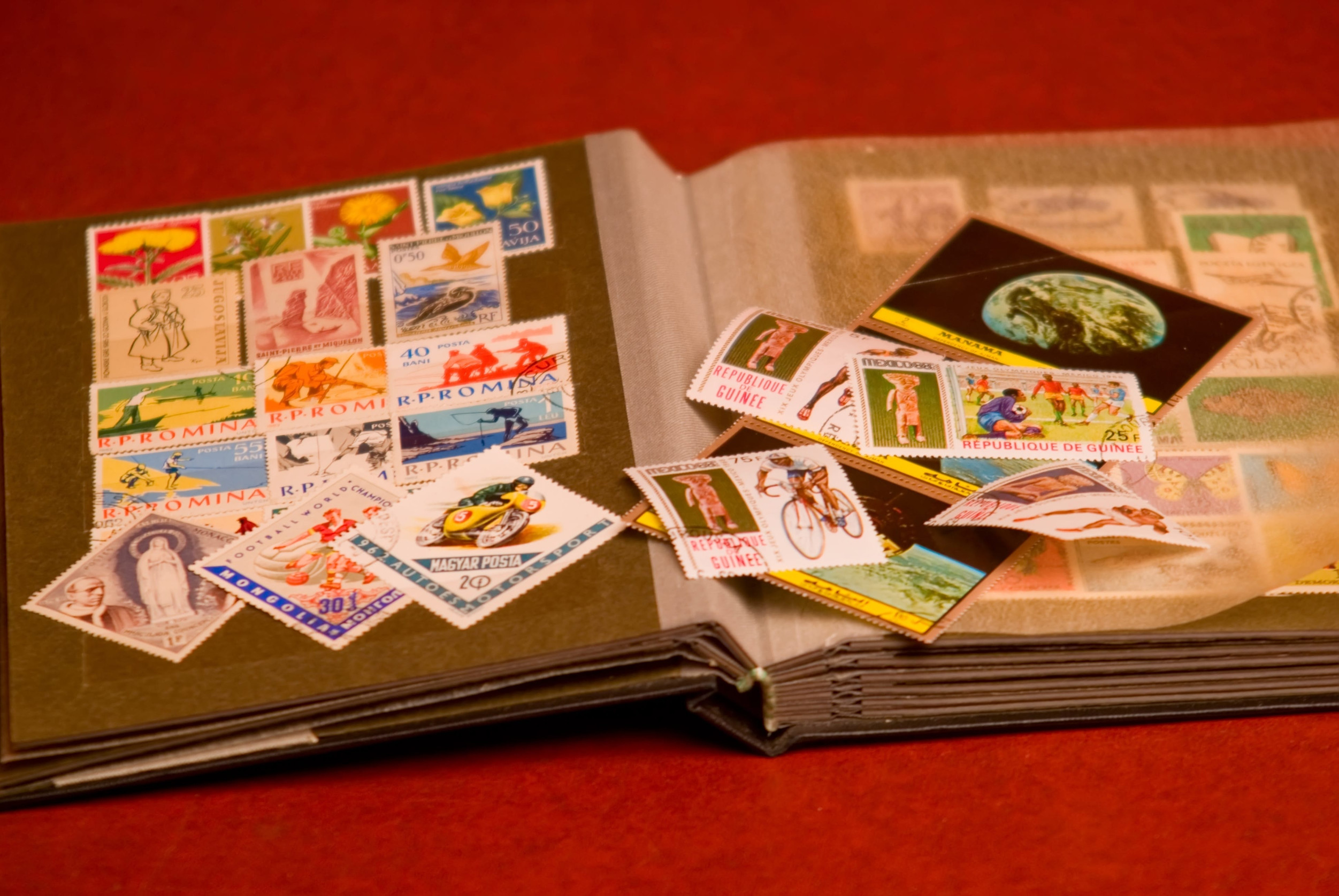 Albums for the collection of old postal stamps