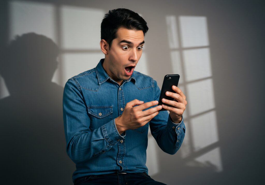 8 Things on Google That Could Ruin Your Peace of Mind 4 medium vecteezy surprised man looking at smartphone with open mouth 72125074 medium