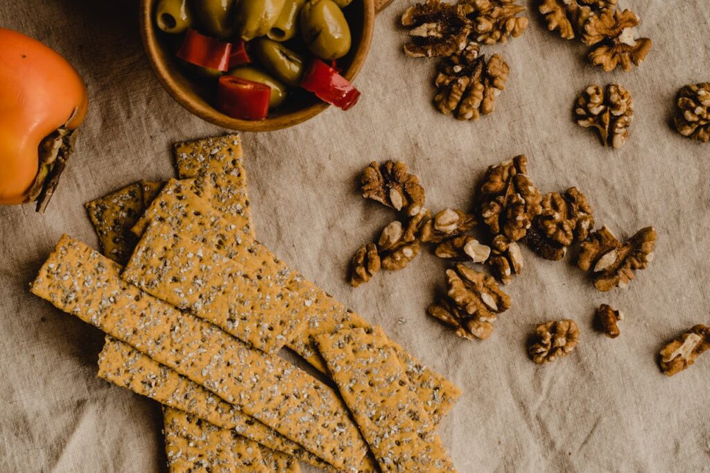 brown-biscuits-and-brown-nuts-on-brown-cloth-