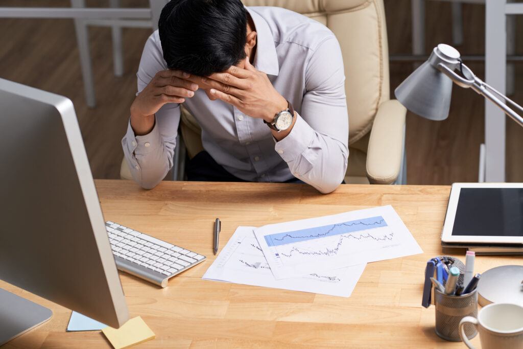 Stressed businessman lost his money on stock market