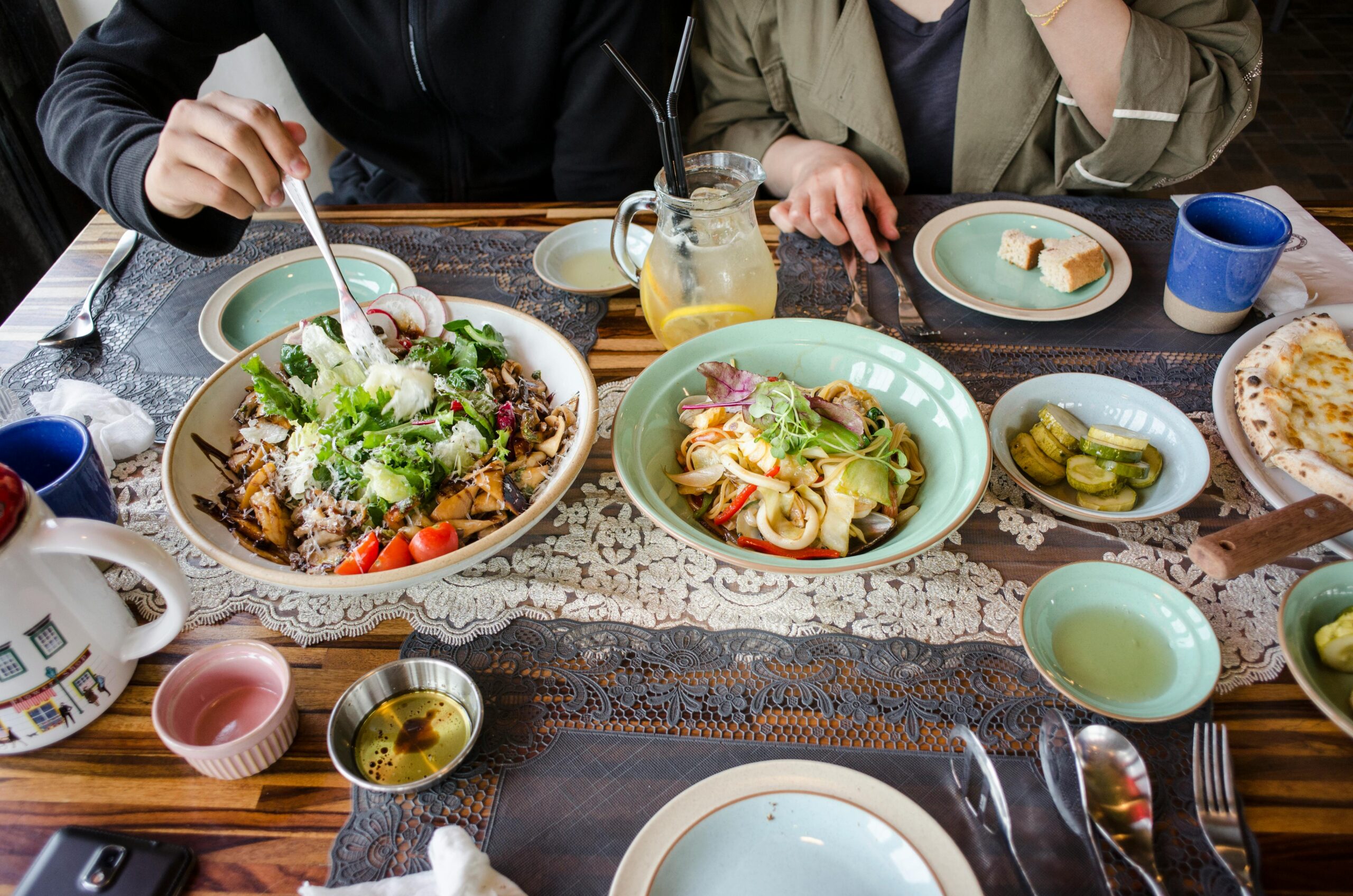 high-angle-shot-of-food-on-a-table