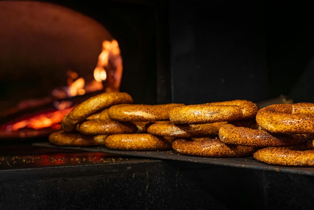 freshly-baked-bread-rings-in-traditional-oven